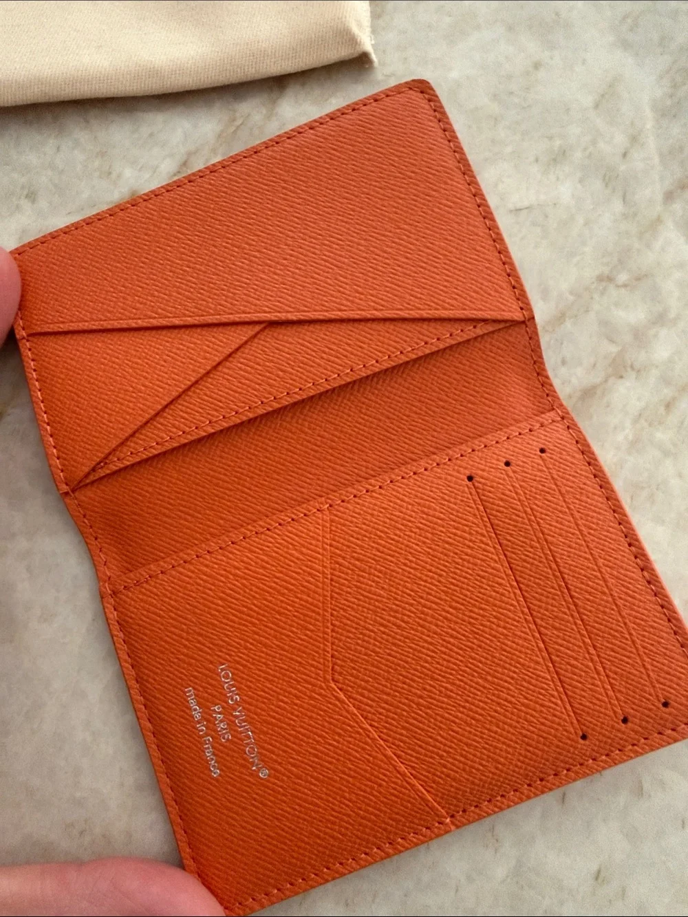 AUTHENTIC Louis Vuitton Orange Tennis Court Leather Wallet